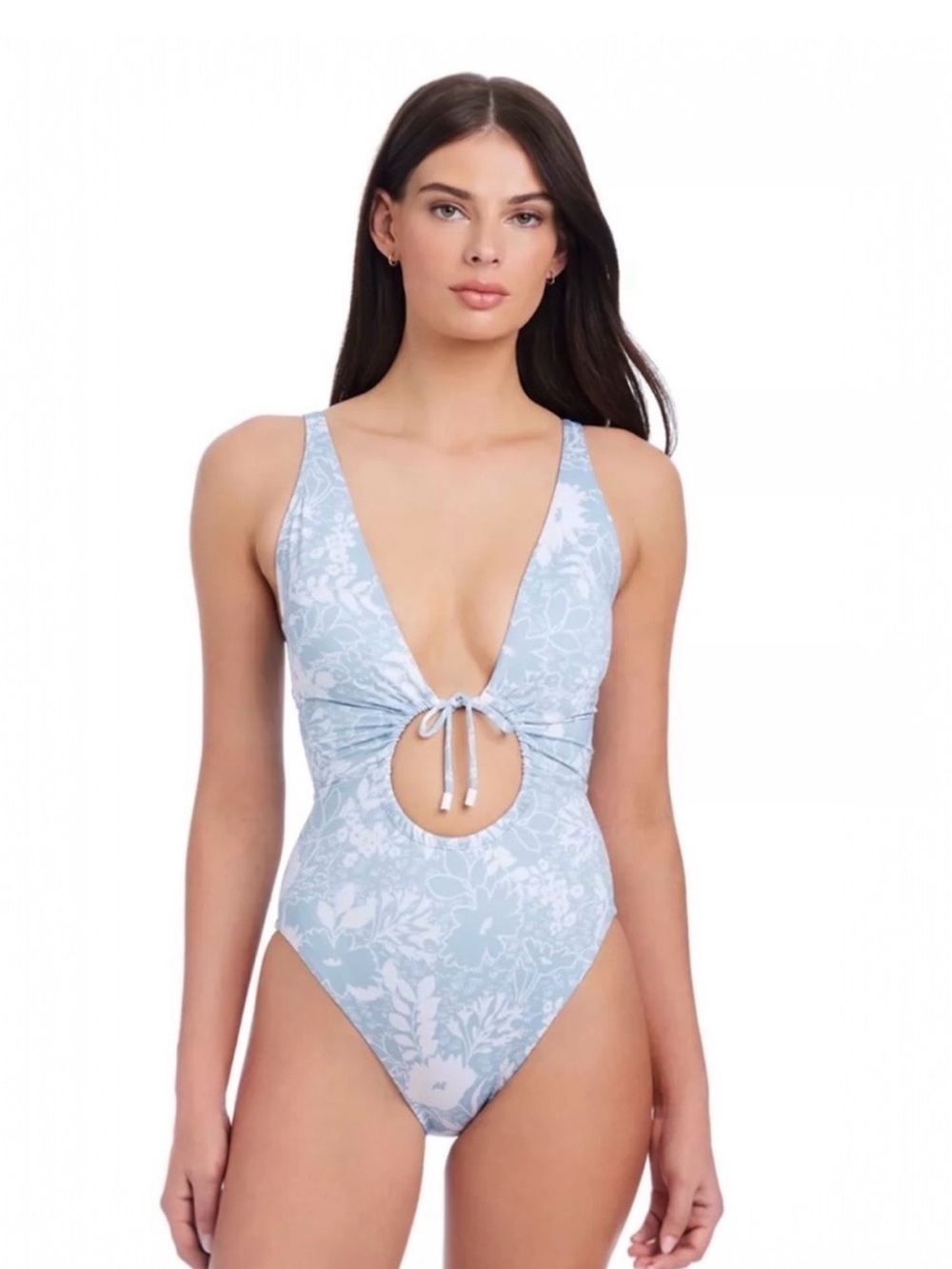 NWT Sanctuary In the meadows Blue and White Floral One-Piece Swimsuit Medium